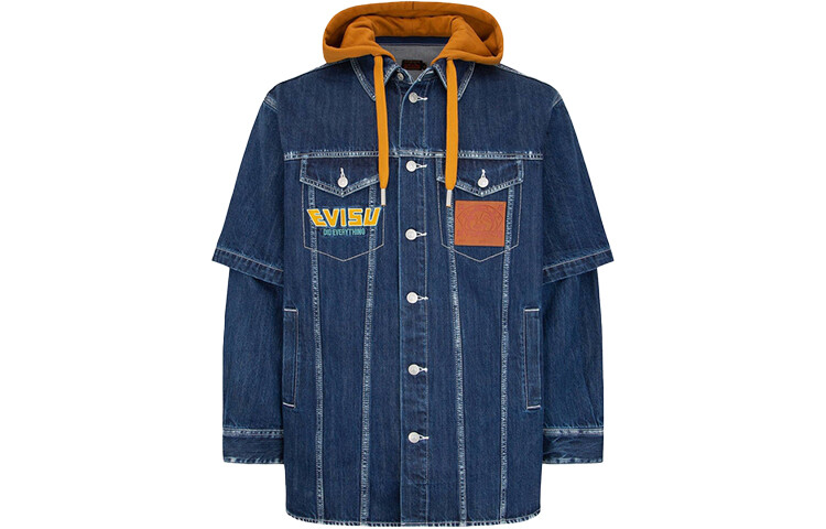 Джинсовая куртка мужская джинсовая синяя Evisu, синий 
Джинсовая куртка мужская джинсовая синяя Evisu, синий