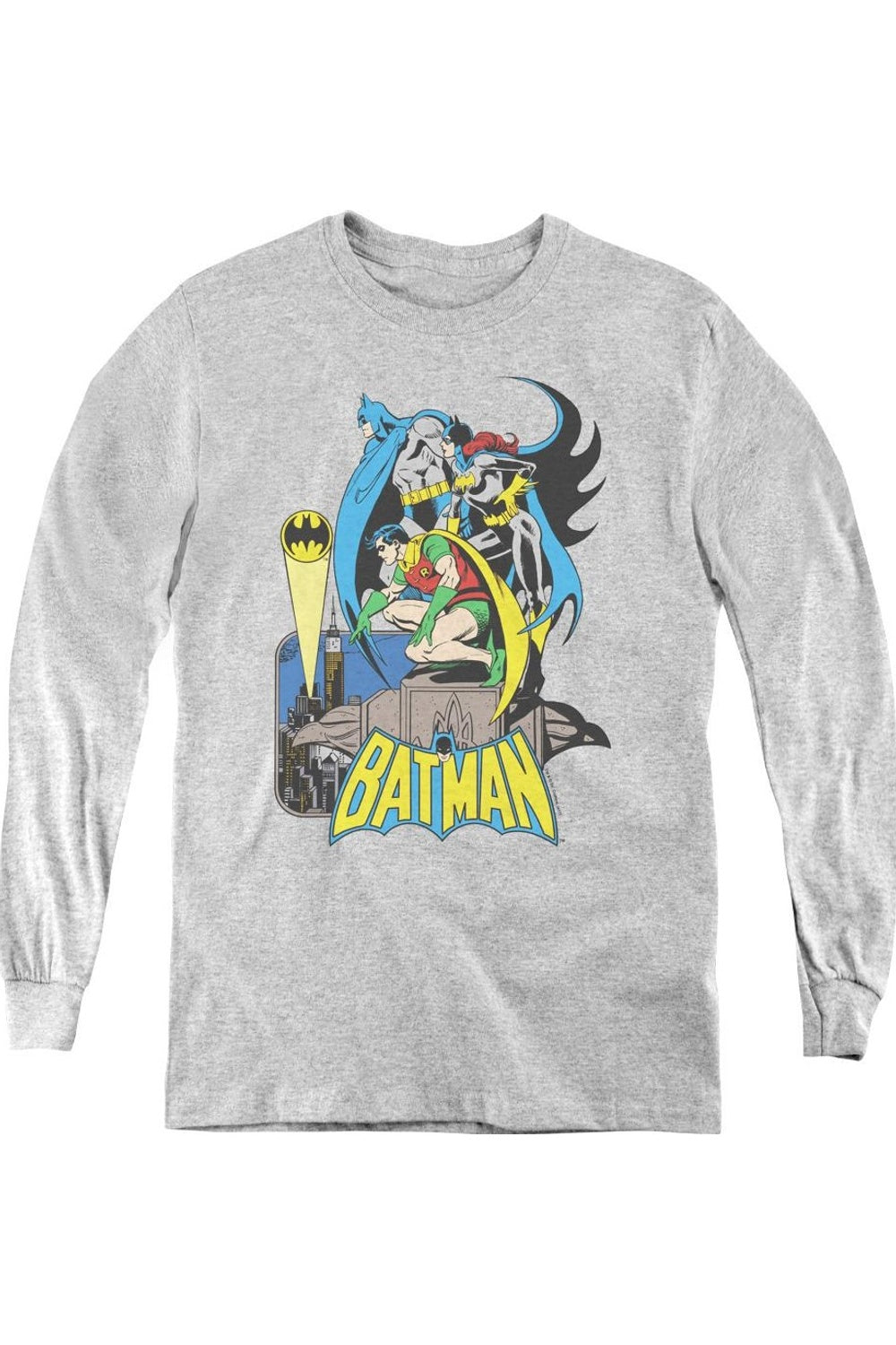 Толстовка с длинным рукавом DC Comics Batman Heroic Trio для молодежи Gildan, Athletic Heather
Толстовка с длинным рукавом DC Comics Batman Heroic Trio для молодежи Gildan, Athletic Heather