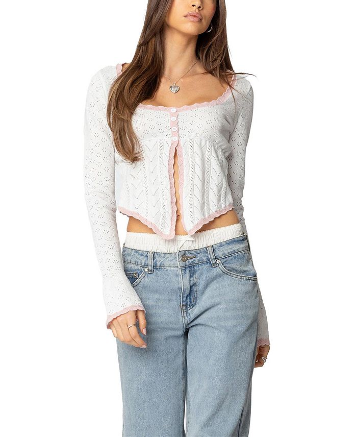 Топ Abbie с разрезом спереди и пуантами Edikted, белый
Топ Abbie с разрезом спереди и пуантами Edikted, белый