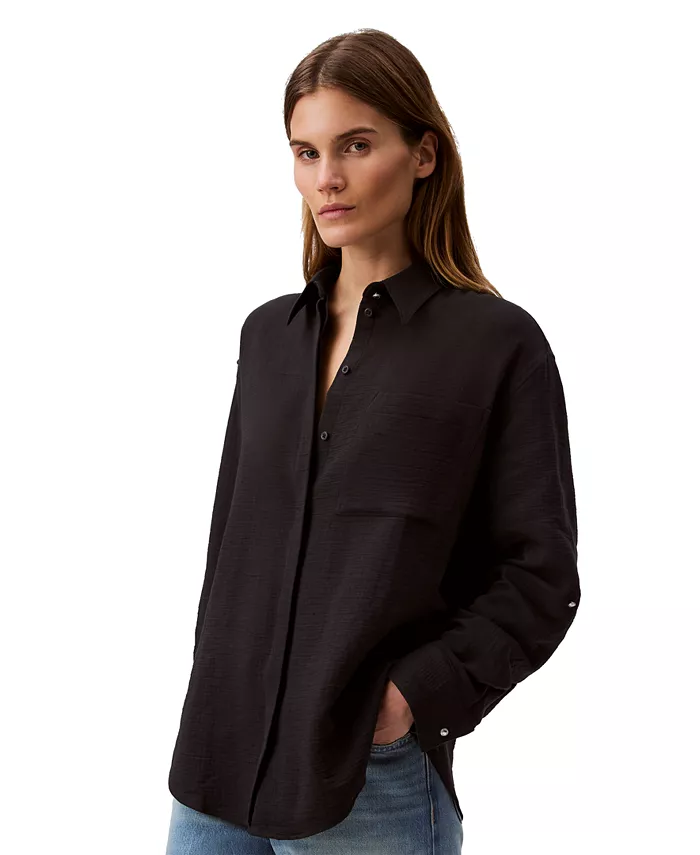 Женская рубашка на пуговицах с рукавами-манжетами из двойного муслина Calvin Klein Jeans, черный
Женская рубашка на пуговицах с рукавами-манжетами из двойного муслина Calvin Klein Jeans, черный