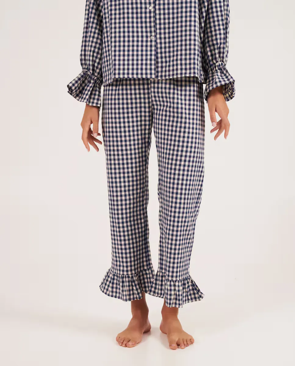 Женские пижамные брюки в клетку с оборками на щиколотках Bohodot, темно-синий
Женские пижамные брюки в клетку с оборками на щиколотках Bohodot, темно-синий