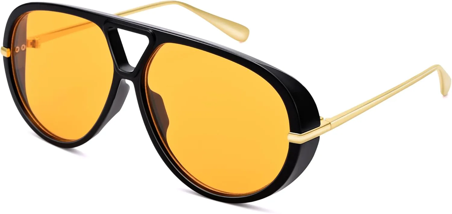 NULOOQ Модные солнцезащитные очки-авиаторы большого размера для женщин и мужчин в стиле ретро, большие солнцезащитные очки-щитки, C1* Black Frame/Orange Lens
NULOOQ Модные солнцезащитные очки-авиаторы большого размера для женщин и мужчин в стиле ретро, большие солнцезащитные очки-щитки, C1* Black Frame/Orange Lens