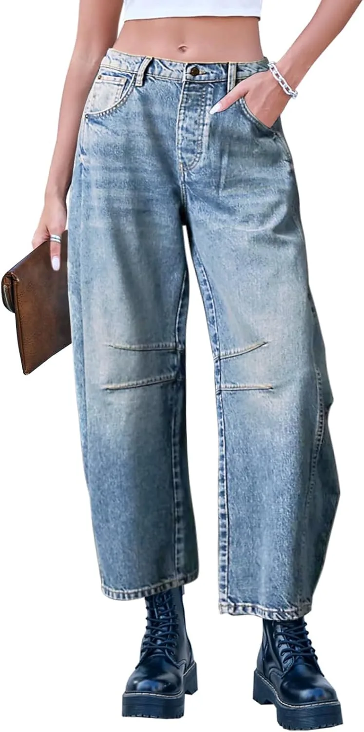 Sexyasasii Barrel Jeans Women Wide Leg Mid-Rise Denim Ankle Pants
Sexyasasii Barrel Jeans Women Wide Leg Mid-Rise Denim Ankle Pants