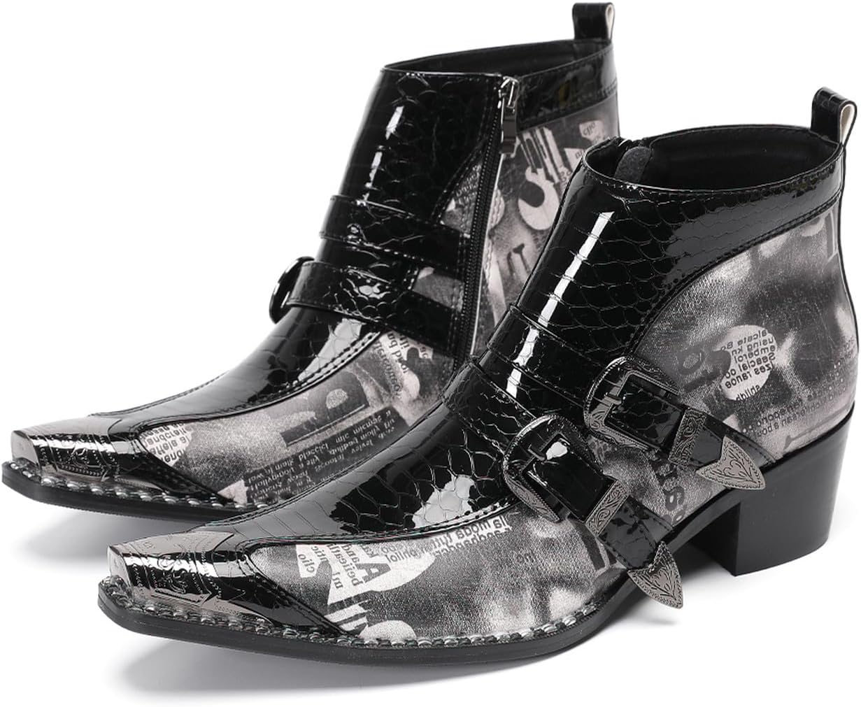 Мужские кожаные классические ботинки Santimon - западный стиль, металлический носок, двухпряжечные, с молнией сбоку, ковбойские ботинки на кубинском каблуке для вечеринок, свадьб, выпускных и ночных клубов, серый
Мужские кожаные классические ботинки Santimon - западный стиль, металлический носок, двухпряжечные, с молнией сбоку, ковбойские ботинки на кубинском каблуке для вечеринок, свадьб, выпускных и ночных клубов, серый