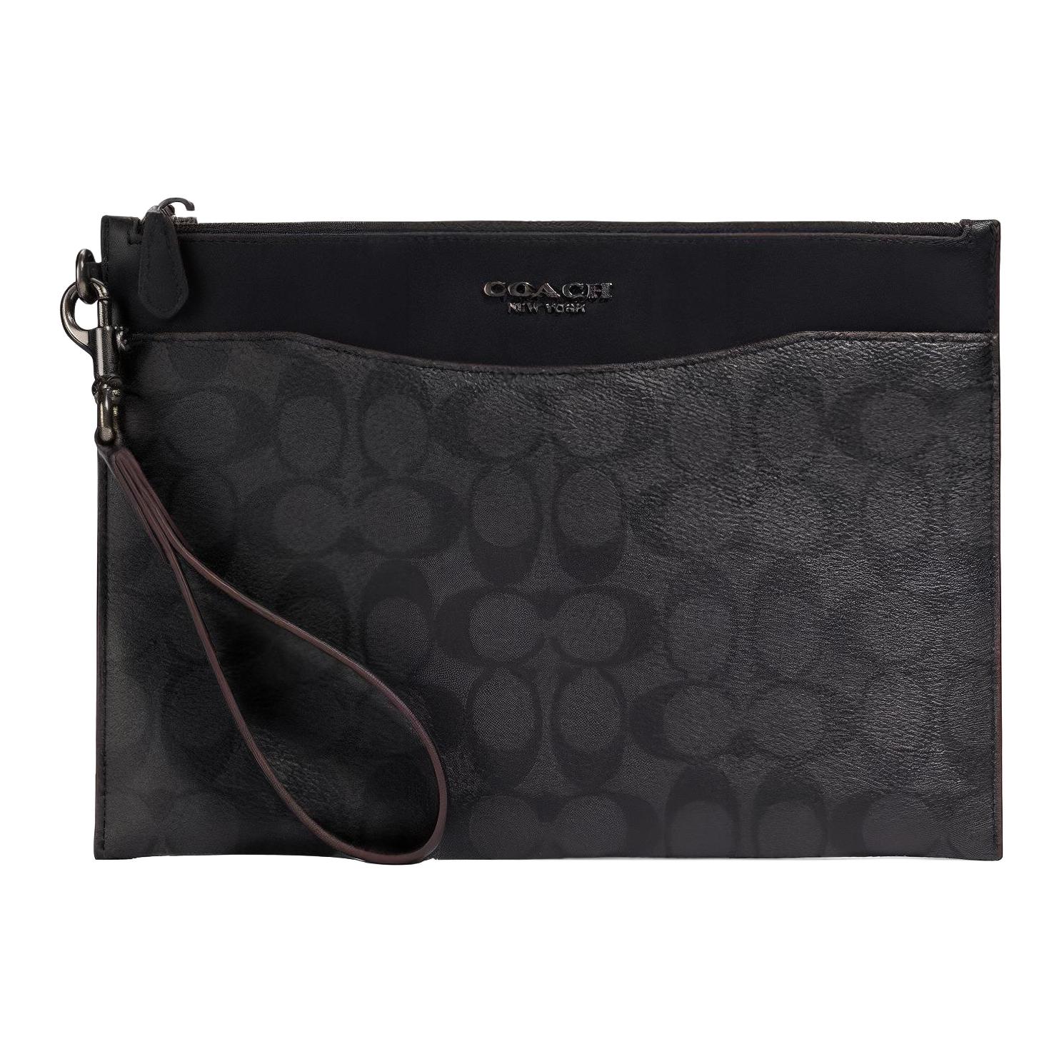 COACH Кожаная папка для документов клатч средний мужской черный коричневый 
COACH Кожаная папка для документов клатч средний мужской черный коричневый