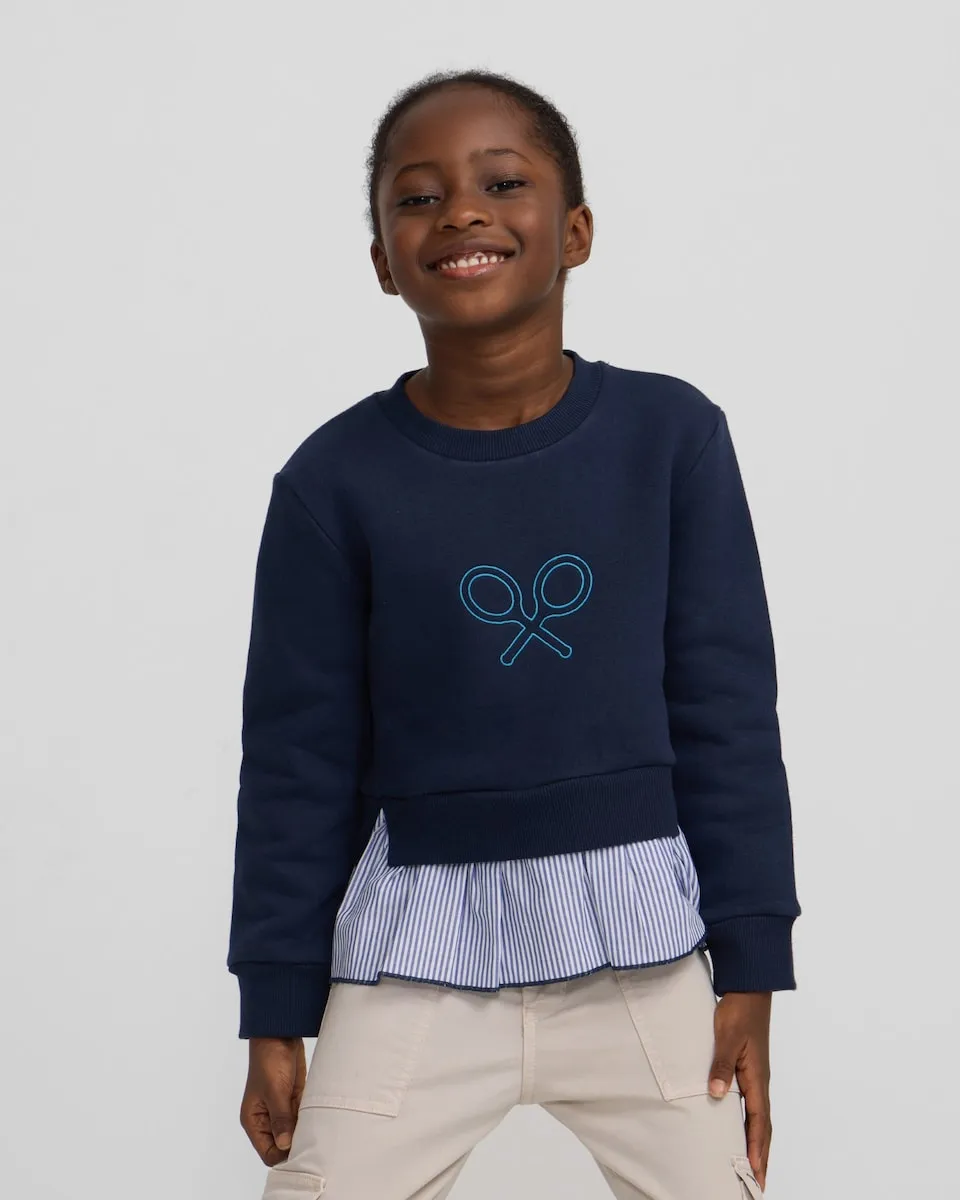 толстовка для девочки комбинированная с оборкой темно-синяя Silbon
толстовка для девочки комбинированная с оборкой темно-синяя Silbon