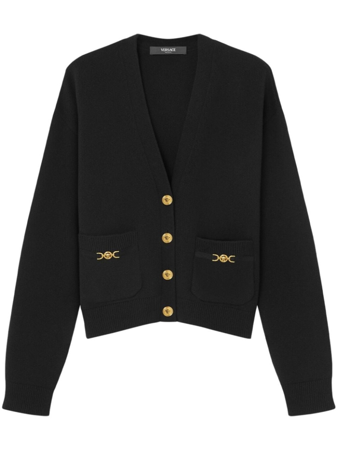Versace кардиган с V-образным вырезом и бляшкой «Медуза», черный
Versace кардиган с V-образным вырезом и бляшкой «Медуза», черный