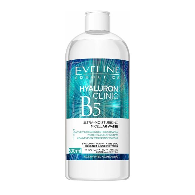 Hyaluron clinic b5 ультраувлажняющая мицеллярная вода Eveline, 500 мл 
Hyaluron clinic b5 ультраувлажняющая мицеллярная вода Eveline, 500 мл