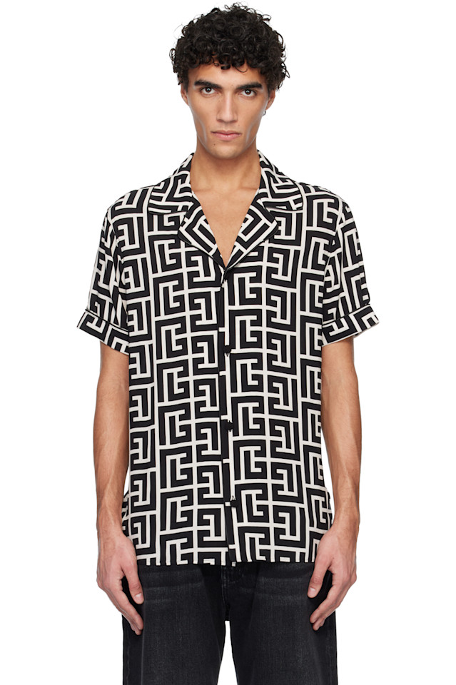 Balmain Черно-Белая пижамная рубашка с монограммой
Balmain Черно-Белая пижамная рубашка с монограммой