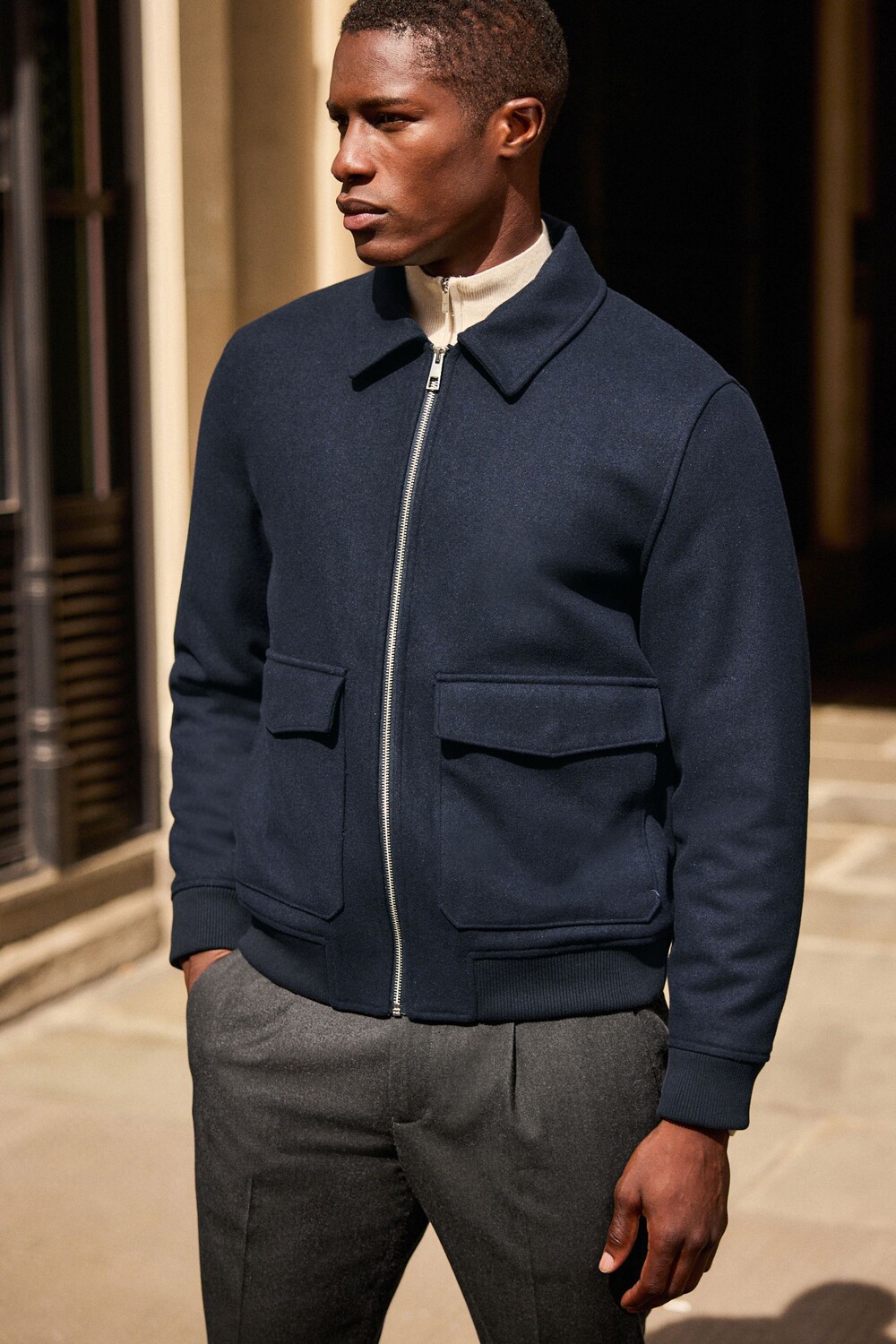 Утепленная куртка на молнии с добавлением шерсти Next, синий
Утепленная куртка на молнии с добавлением шерсти Next, синий