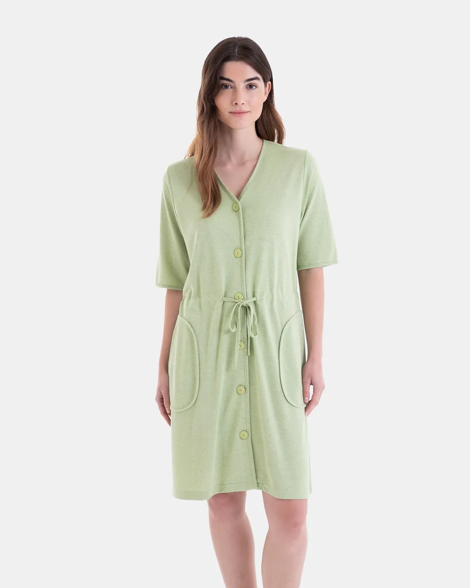 Короткий женский халат с рукавами 3/4 и пуговицами Massana, зеленый
Короткий женский халат с рукавами 3/4 и пуговицами Massana, зеленый