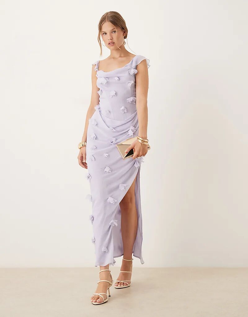 Платье мидакси ASOS DESIGN с 3D-цветочной драпировкой, оборками на рукавах и открытой спиной сиреневого цвета
Платье мидакси ASOS DESIGN с 3D-цветочной драпировкой, оборками на рукавах и открытой спиной сиреневого цвета