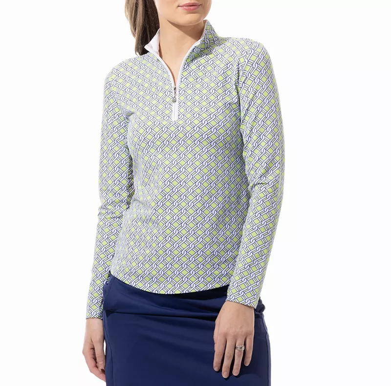 SanSoleil Женская рубашка с длинным рукавом с принтом и воротником-стойкой, цвет Lime
SanSoleil Женская рубашка с длинным рукавом с принтом и воротником-стойкой, цвет Lime