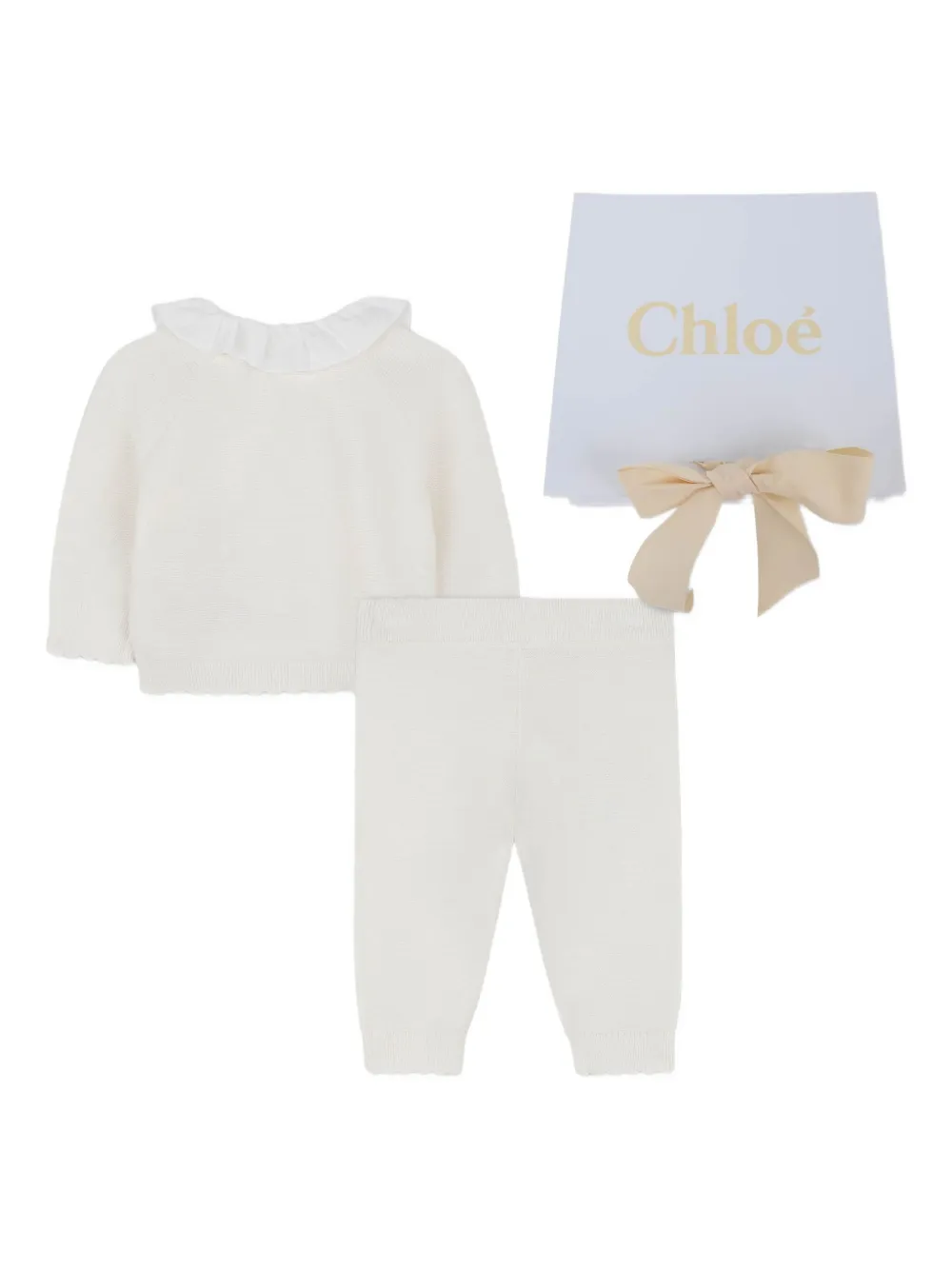 Комплект из толстовки и брюк с оборками Chloé Kids, нейтральный
Комплект из толстовки и брюк с оборками Chloé Kids, нейтральный