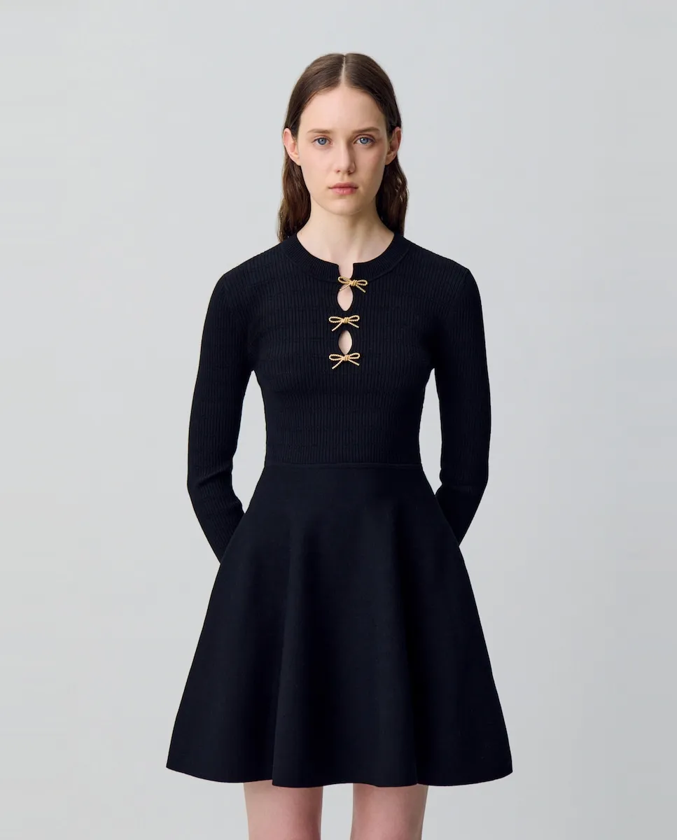 Короткое трикотажное платье с узлами Claudie Pierlot, черный
Короткое трикотажное платье с узлами Claudie Pierlot, черный