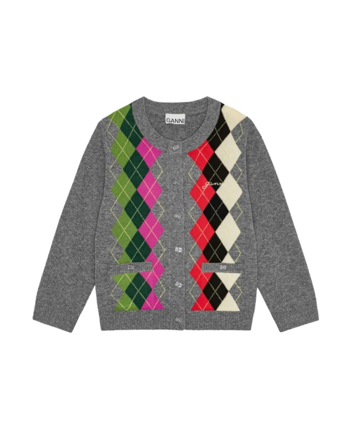 Кардиган в клетку Ganni, серый
Кардиган в клетку Ganni, серый