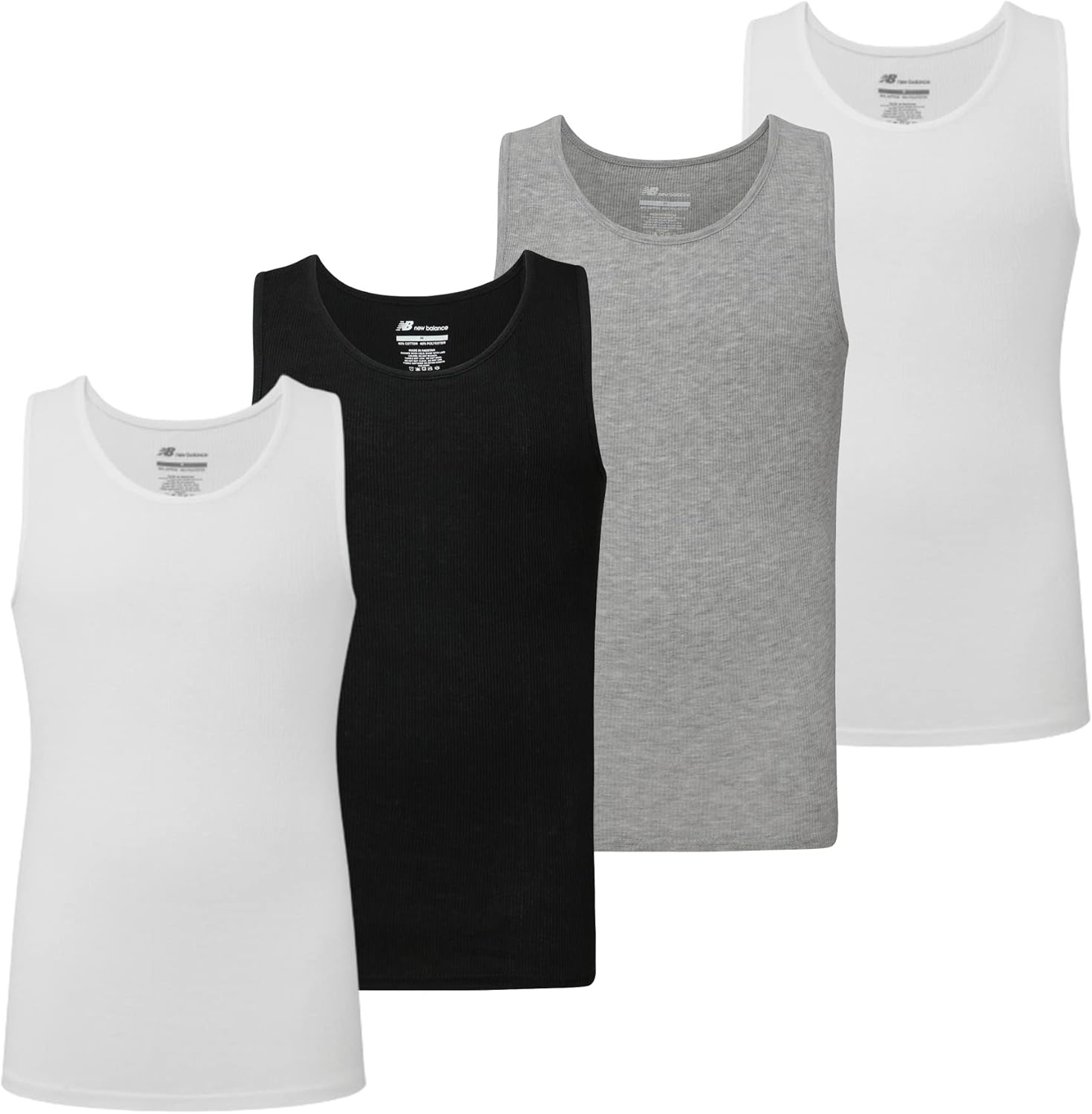 Мужская майка-топ без рукавов New Balance из хлопка с отделкой в рубчик (3 или 4 пары), Black/White/Lt. Heather Grey
Мужская майка-топ без рукавов New Balance из хлопка с отделкой в рубчик (3 или 4 пары), Black/White/Lt. Heather Grey