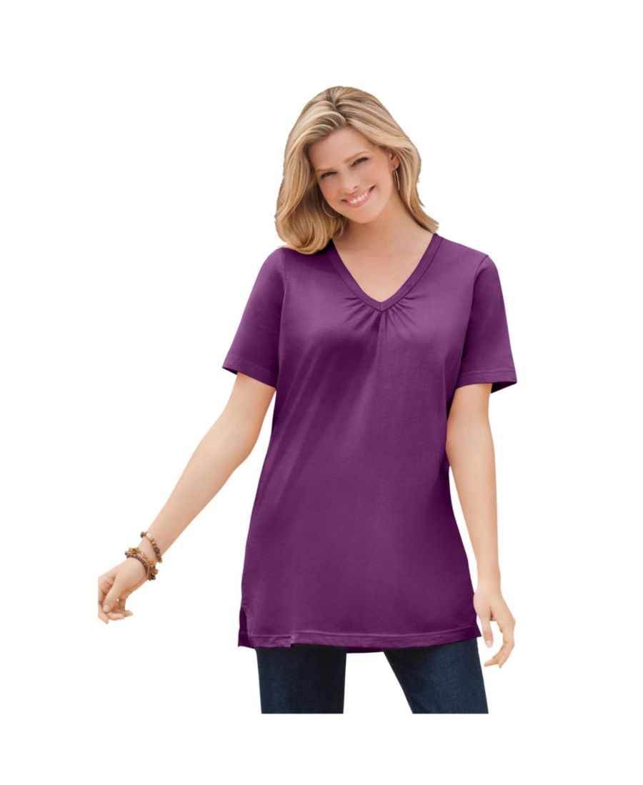 Туника с короткими рукавами и V-образным вырезом от Plus Size Within Perfect Woman Within, Plum purple
Туника с короткими рукавами и V-образным вырезом от Plus Size Within Perfect Woman Within, Plum purple