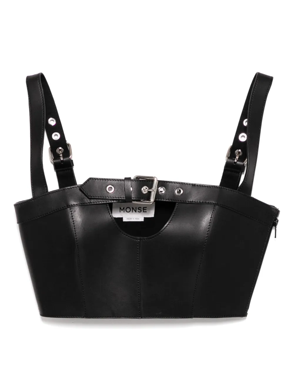 Кожаный топ с пряжкой Monse, черный 
Кожаный топ с пряжкой Monse, черный