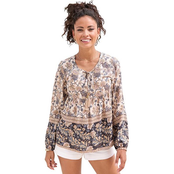 Женская блузка в стиле крестьянки с цветочным принтом Lascana
Женская блузка в стиле крестьянки с цветочным принтом Lascana