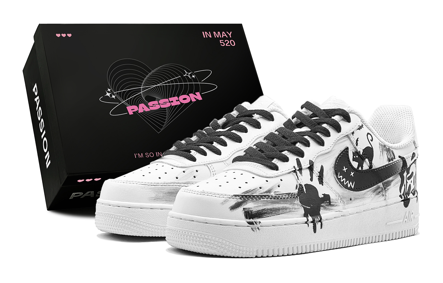 Air Force 1 Ghostly Kitten, Quричный, ручная роспись граффити низкие скейтборд обувь unisex белый Nike, черный
Air Force 1 Ghostly Kitten, Quричный, ручная роспись граффити низкие скейтборд обувь unisex белый Nike, черный