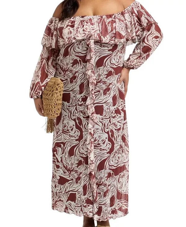 Платье-Миди с оборками и открытыми плечами в стиле Бардо Fashion-Szn Curve, коричневый
Платье-Миди с оборками и открытыми плечами в стиле Бардо Fashion-Szn Curve, коричневый