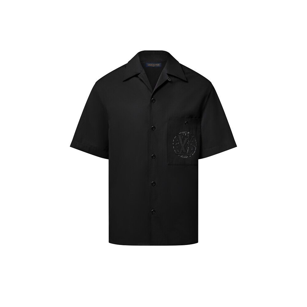 Вышитая хлопковая рубашка с короткими рукавами Louis Vuitton, черный
Вышитая хлопковая рубашка с короткими рукавами Louis Vuitton, черный
