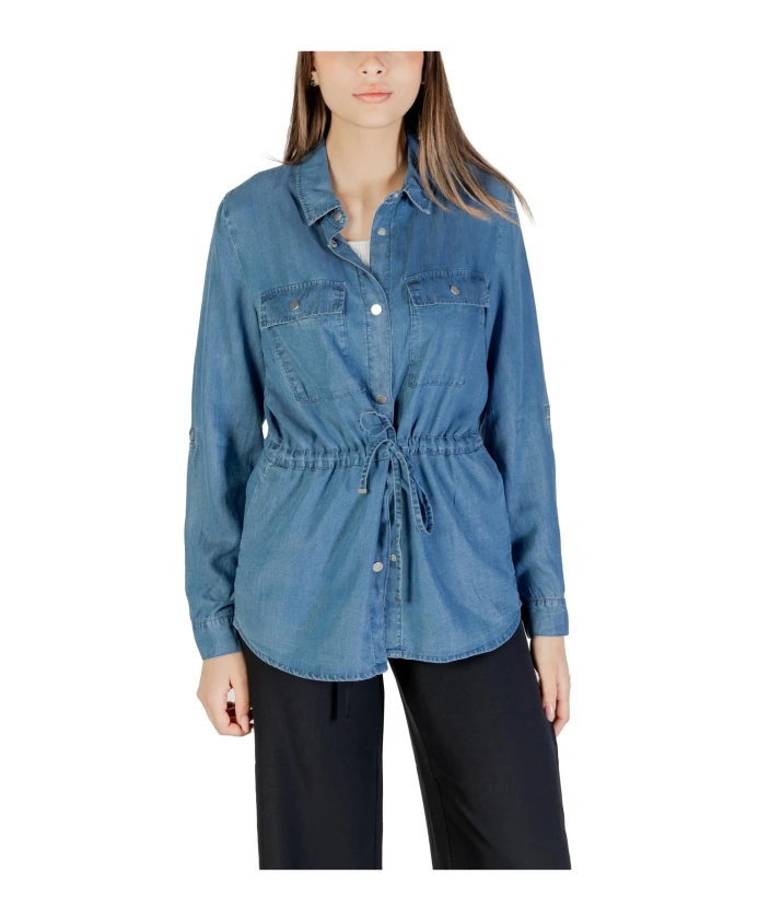 Джинсовая рубашка с завязками на талии Only, синий
Джинсовая рубашка с завязками на талии Only, синий