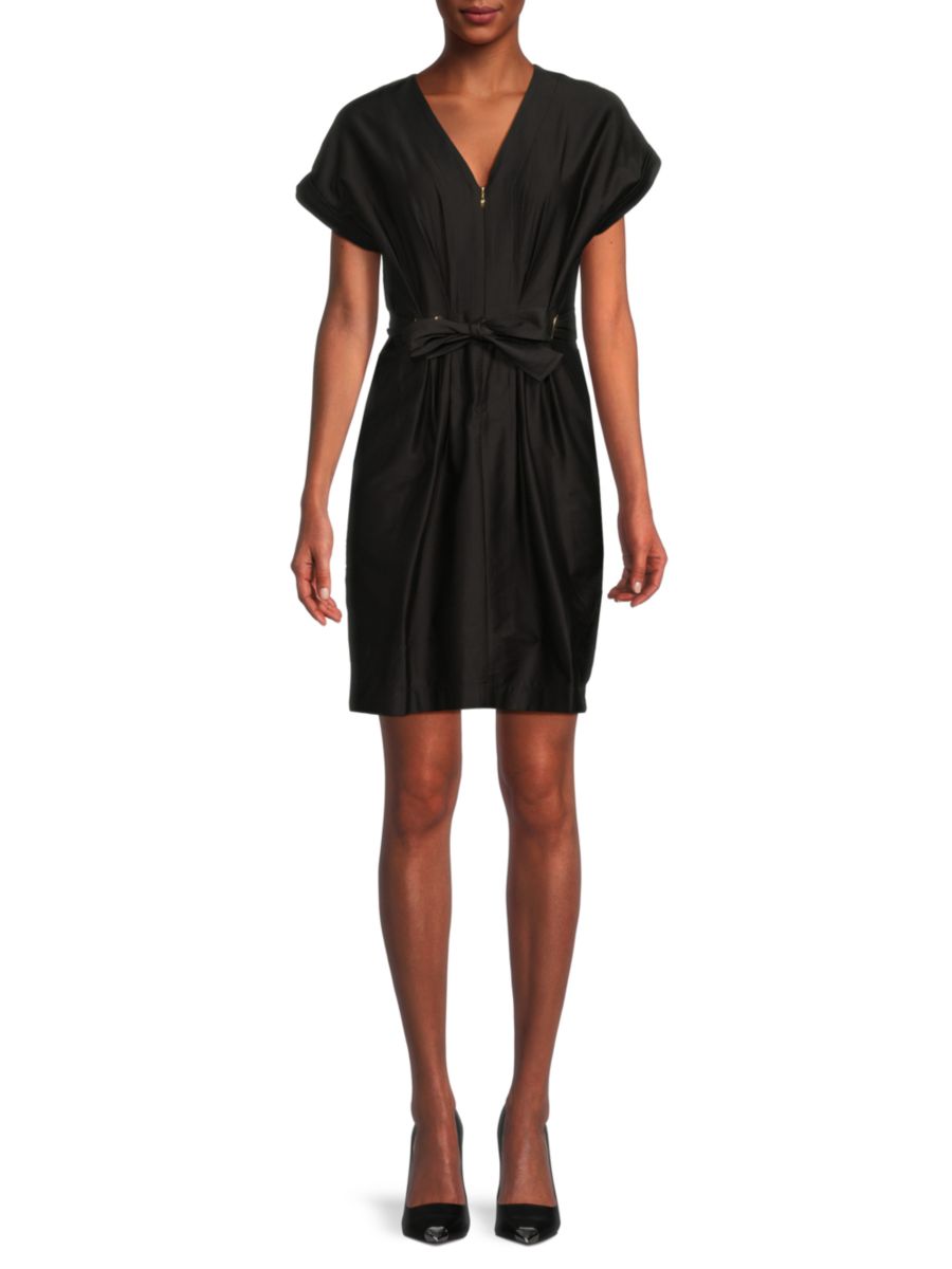 Мини-платье из атласа с поясом Halston, черный
Мини-платье из атласа с поясом Halston, черный