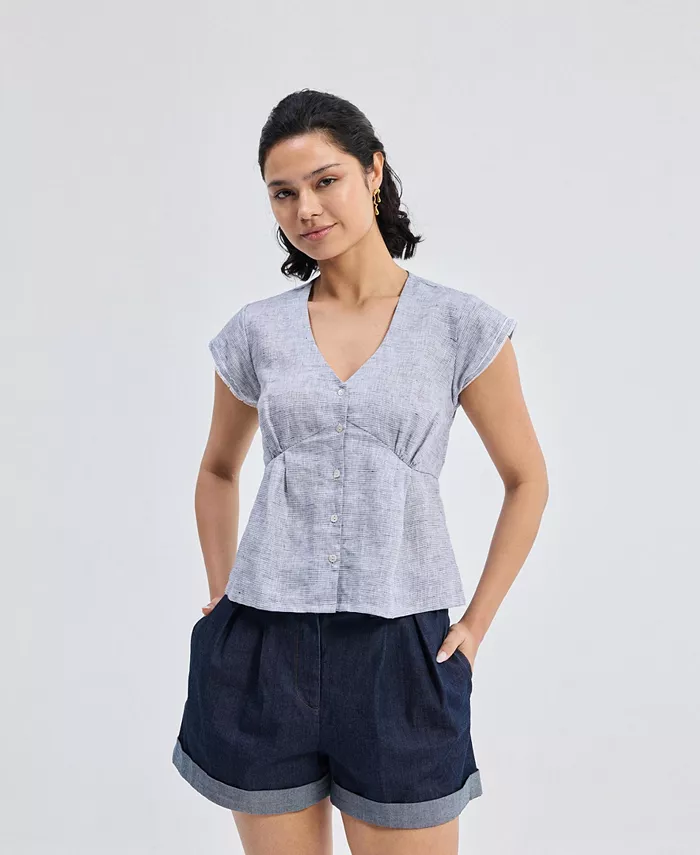 Женский короткий топ с глубоким V-образным вырезом Reistor, серый 
Женский короткий топ с глубоким V-образным вырезом Reistor, серый