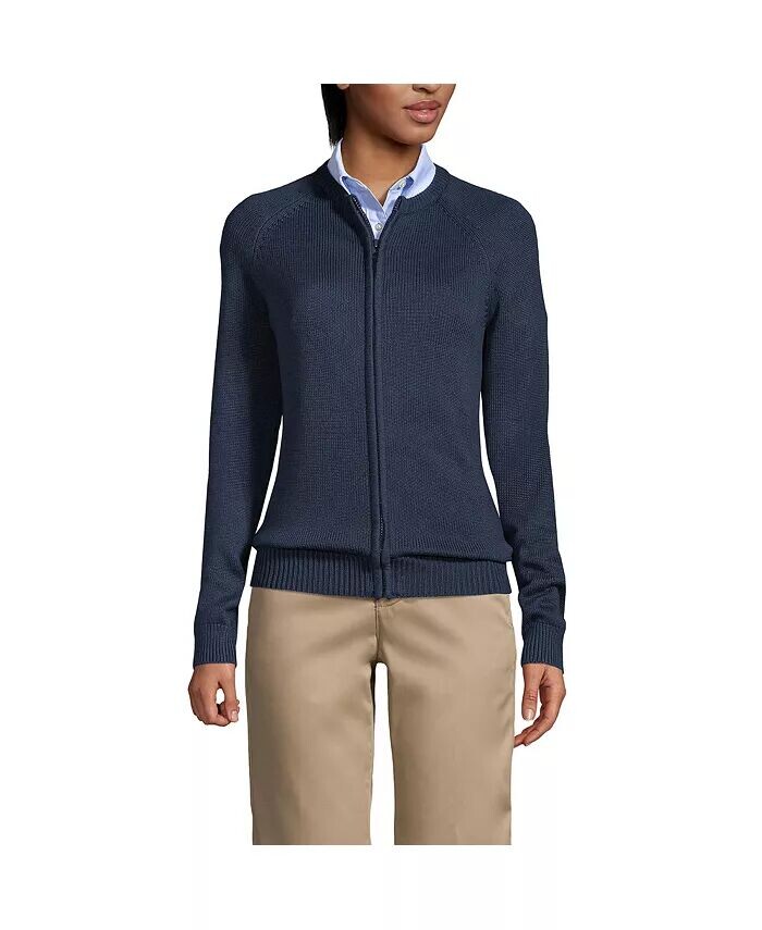 Женская школьная форма, хлопковый модальный кардиган на молнии спереди, свитер Lands' End, синий
Женская школьная форма, хлопковый модальный кардиган на молнии спереди, свитер Lands' End, синий