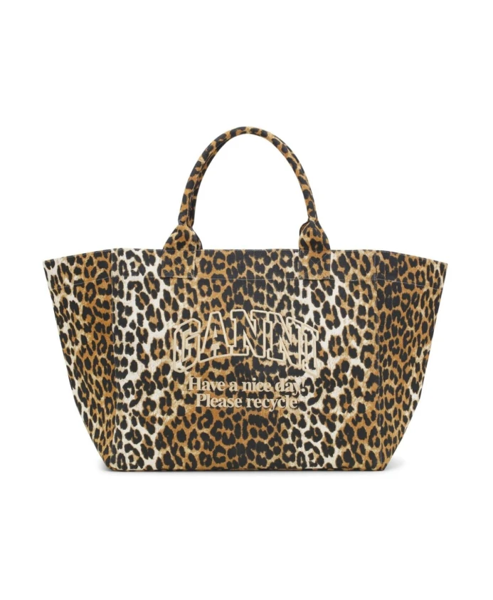 Коричневая холщовая сумка с леопардовым принтом Ganni, коричневый
Коричневая холщовая сумка с леопардовым принтом Ganni, коричневый