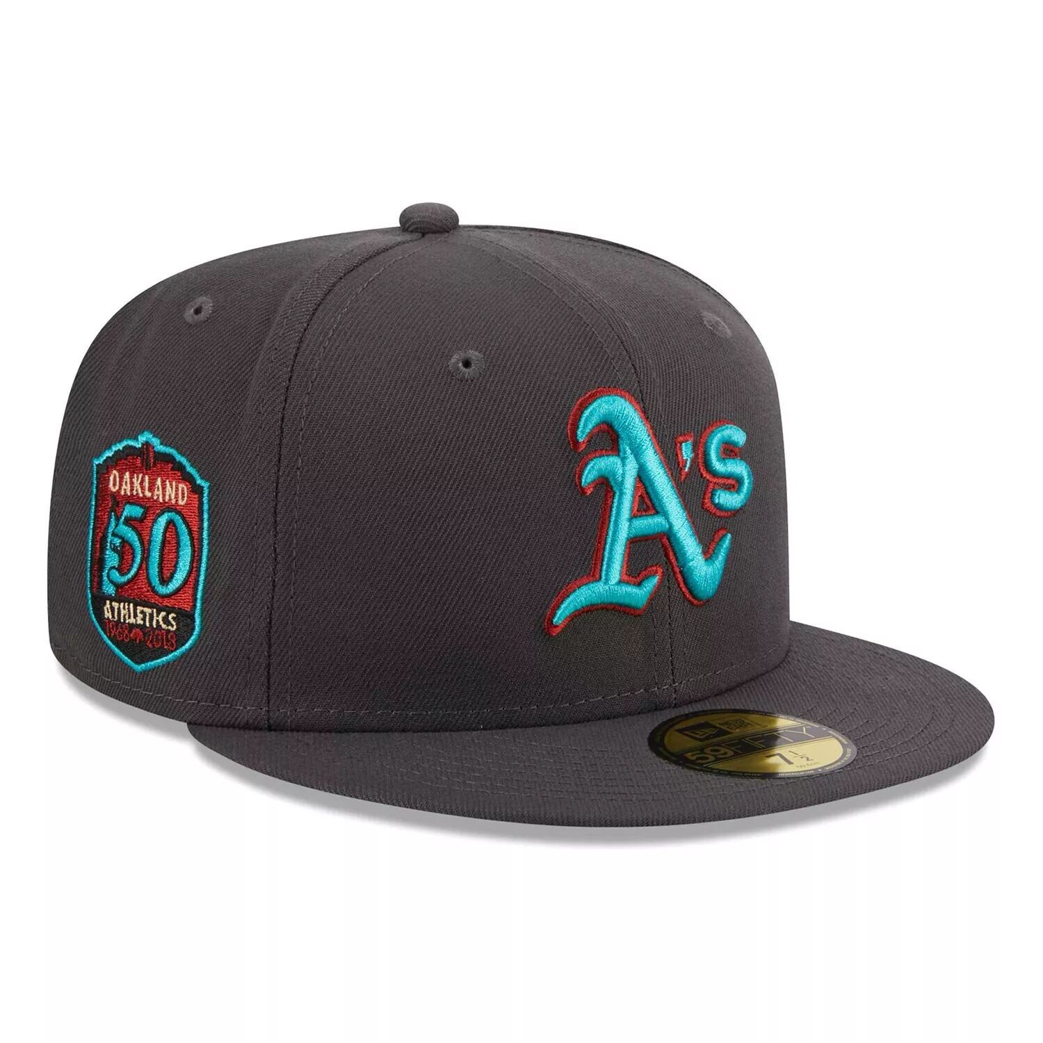 Мужская облегающая шляпа New Era Graphite Oakland Athletics с принтом 59FIFTY
Мужская облегающая шляпа New Era Graphite Oakland Athletics с принтом 59FIFTY