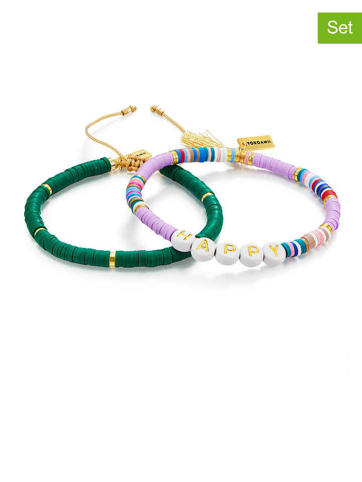 Yokoamii Набор из 2 браслетов зелено-розового цвета
Yokoamii Набор из 2 браслетов зелено-розового цвета