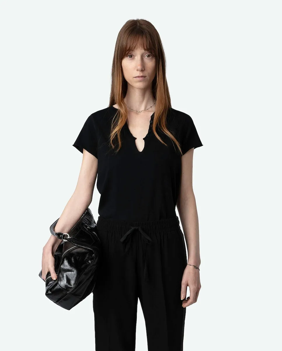 Женская хлопковая футболка Tunisian Tuni с короткими рукавами Zadig & Voltaire, черный
Женская хлопковая футболка Tunisian Tuni с короткими рукавами Zadig & Voltaire, черный