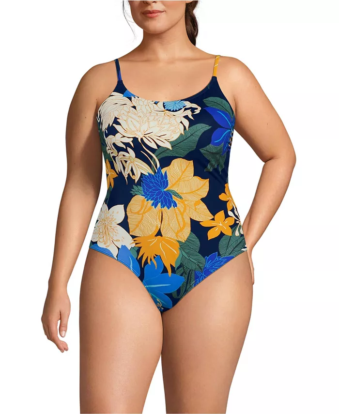 Женский слитный купальник больших размеров с тонкими бретельками без косточек Lands' End, синий
Женский слитный купальник больших размеров с тонкими бретельками без косточек Lands' End, синий