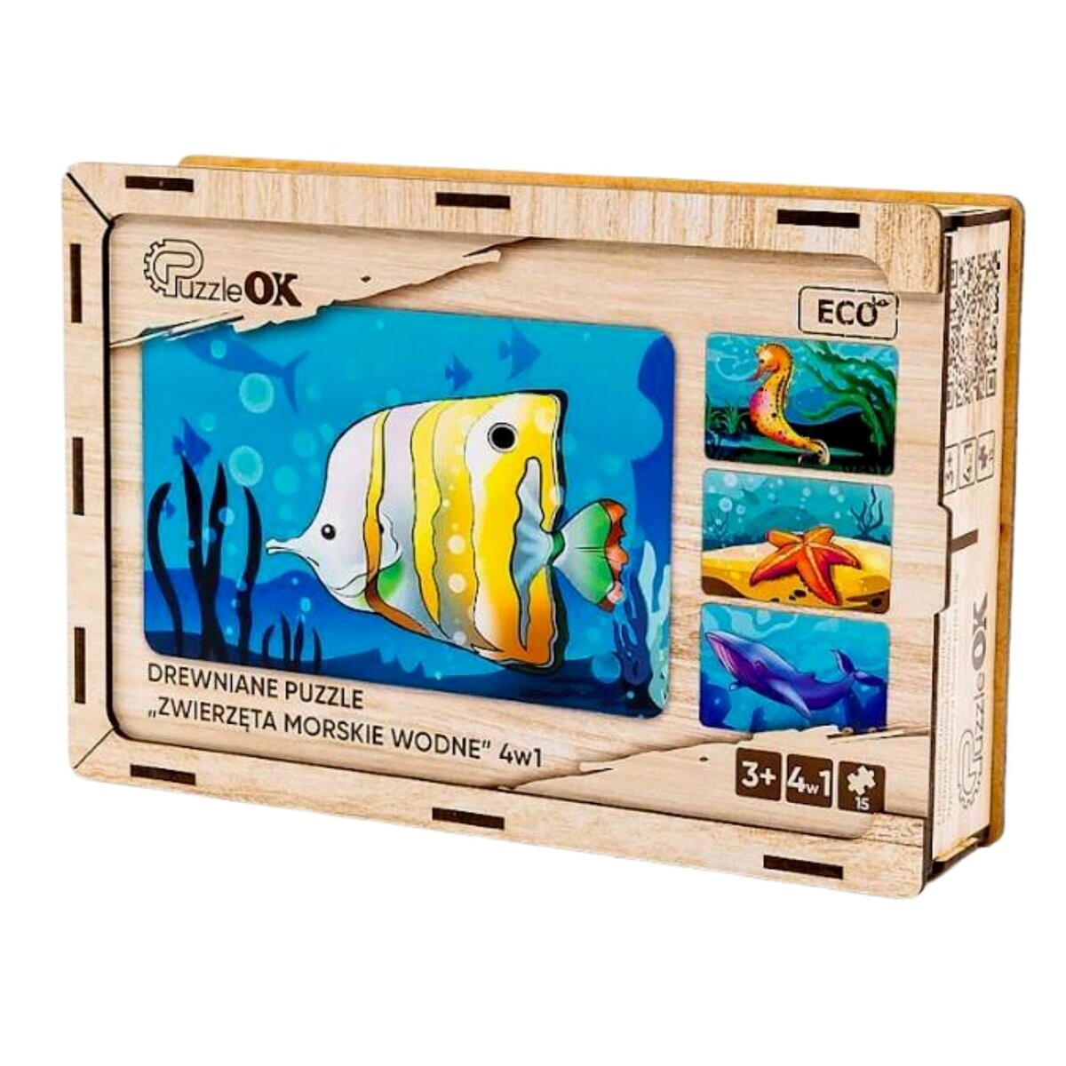 Деревянный пазл 4в1 с морскими животными PuzzleOK
Деревянный пазл 4в1 с морскими животными PuzzleOK