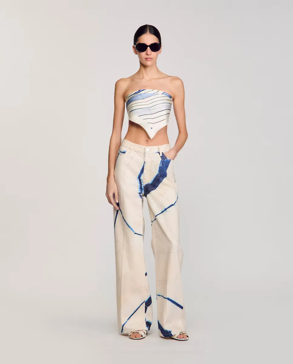 Женские широкие джинсы с полосатым принтом Sandro, белый
Женские широкие джинсы с полосатым принтом Sandro, белый