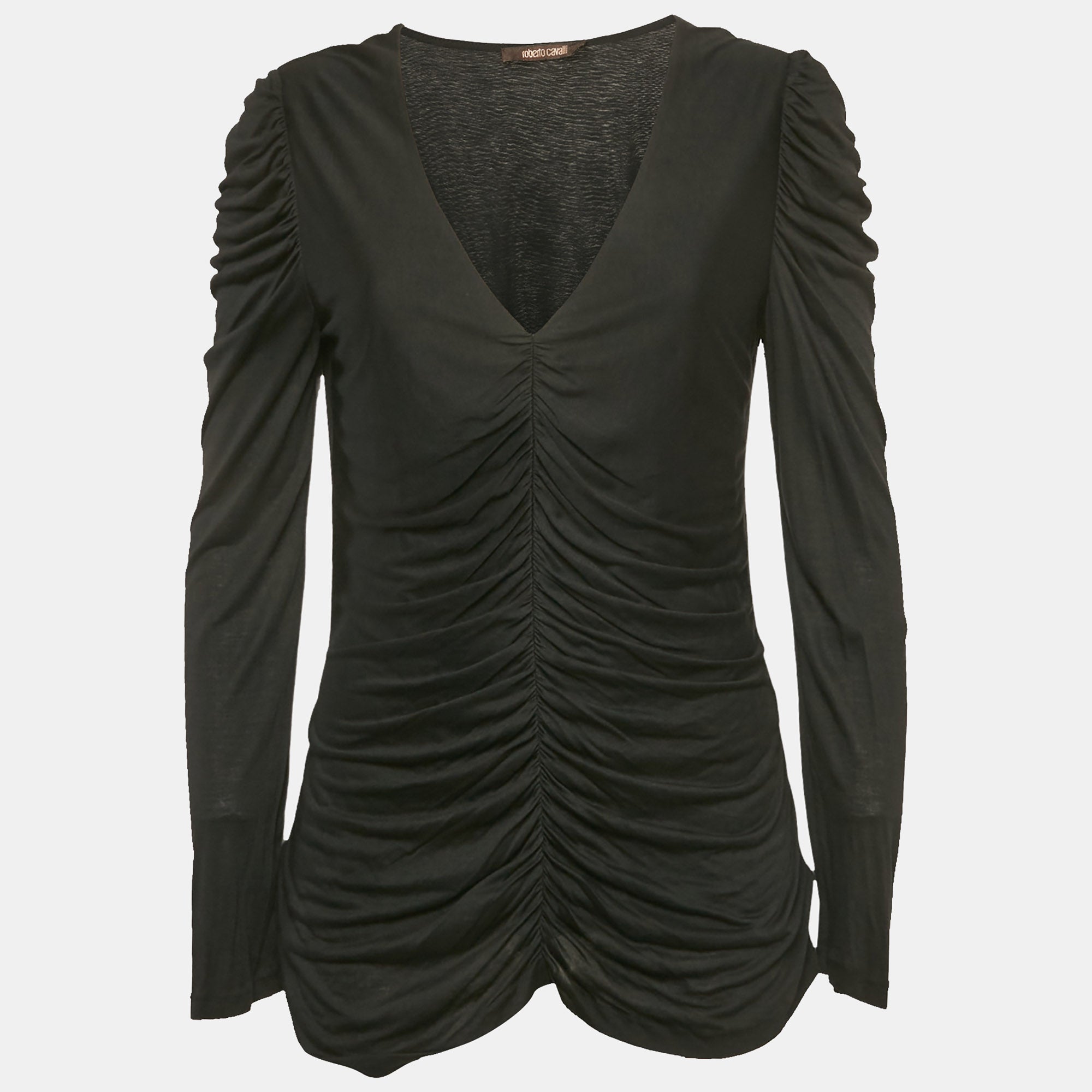 Черный трикотажный топ со сборками Roberto Cavalli
Черный трикотажный топ со сборками Roberto Cavalli