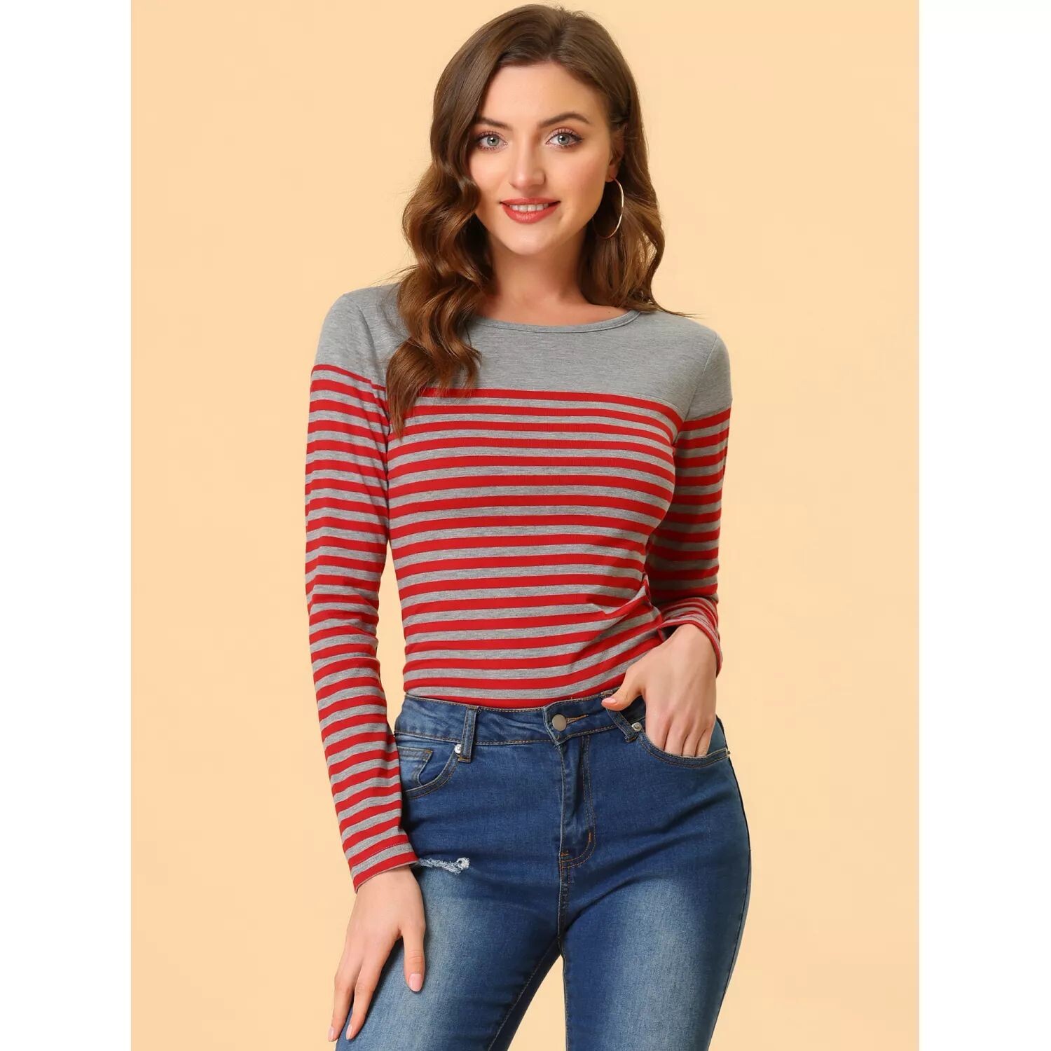 Женская повседневная футболка в полоску с длинными рукавами и цветными блоками ALLEGRA K, светло-синий
Женская повседневная футболка в полоску с длинными рукавами и цветными блоками ALLEGRA K, светло-синий