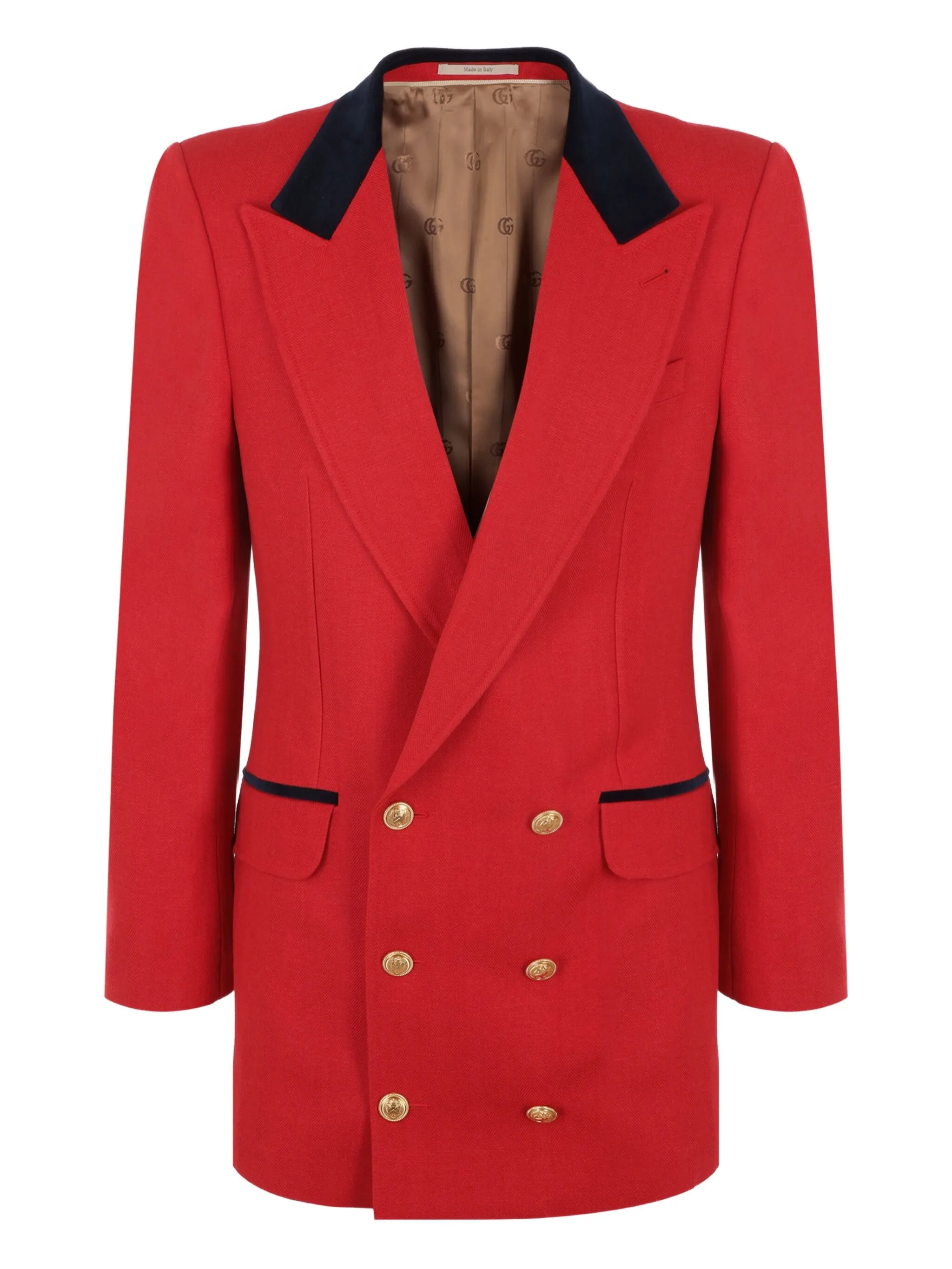 Двубортный пиджак с заостренными лацканами Gucci, красный
Двубортный пиджак с заостренными лацканами Gucci, красный