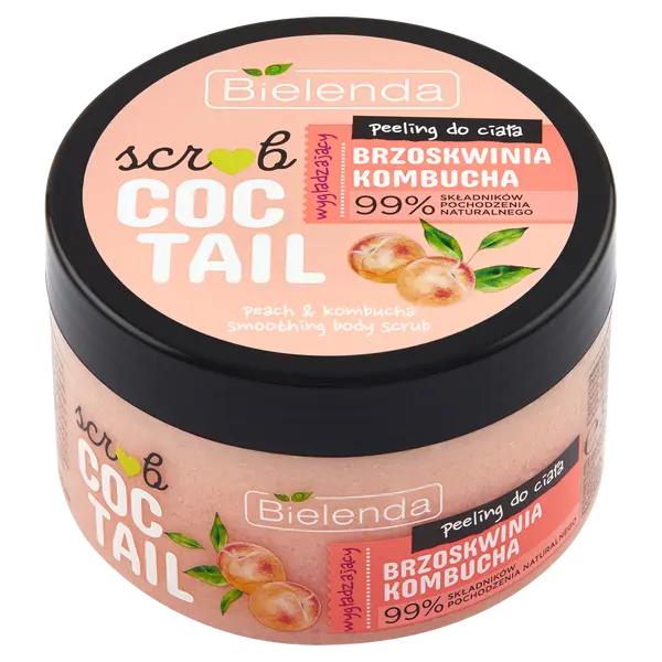 Разглаживающий скраб для тела персик и комбуча, 350 г Bielenda Coctail scrub
Разглаживающий скраб для тела персик и комбуча, 350 г Bielenda Coctail scrub