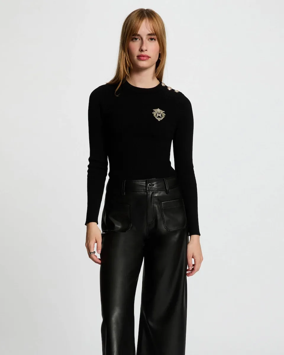 Женский свитер с круглым вырезом Morgan, черный
Женский свитер с круглым вырезом Morgan, черный