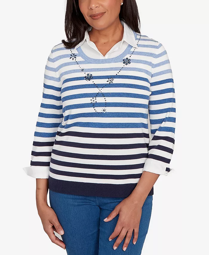 Женский классический свитер «два в одном» в полоску омбре Alfred Dunner, синий
Женский классический свитер «два в одном» в полоску омбре Alfred Dunner, синий