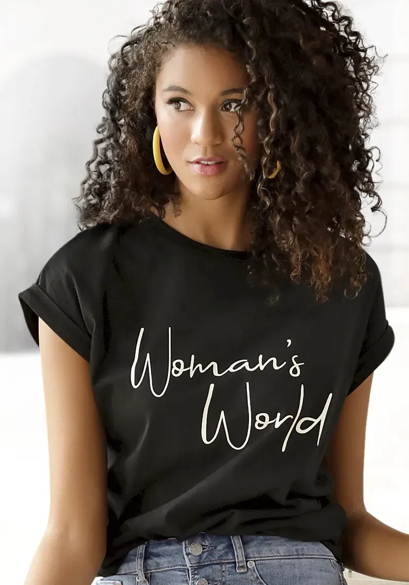 LASCANA Футболка с принтом спереди, хлопковая рубашка с короткими рукавами, базовая, черный
LASCANA Футболка с принтом спереди, хлопковая рубашка с короткими рукавами, базовая, черный