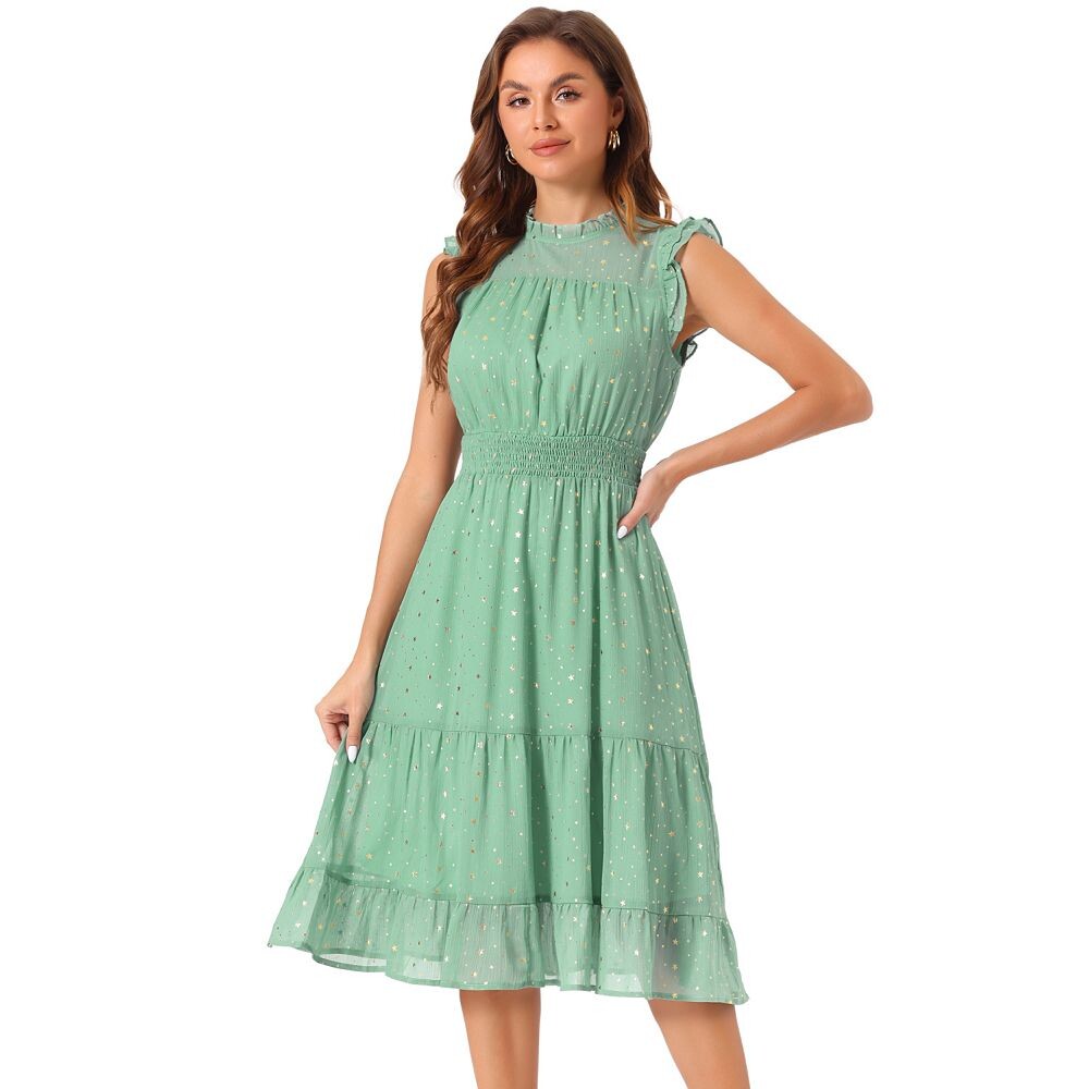 Повседневное шифоновое платье для женщин, вечернее платье без рукавов с присборенной талией, позолотой и металлическими звездами ALLEGRA K, зеленый
Повседневное шифоновое платье для женщин, вечернее платье без рукавов с присборенной талией, позолотой и металлическими звездами ALLEGRA K, зеленый