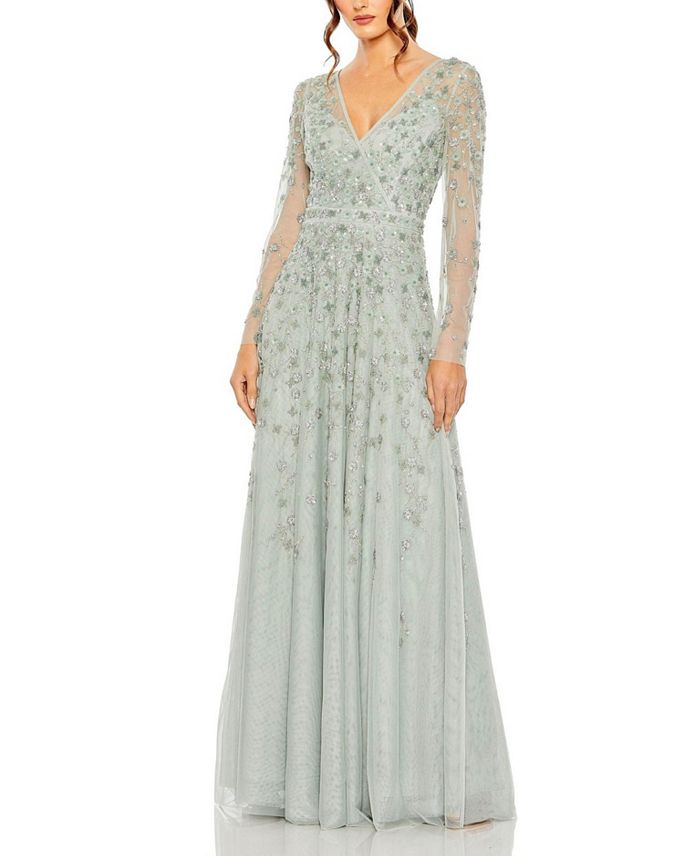 Длинный рукав с декоративными элементами и эффектом обертывания, силуэт А-силуэта Mac Duggal, зеленый
Длинный рукав с декоративными элементами и эффектом обертывания, силуэт А-силуэта Mac Duggal, зеленый