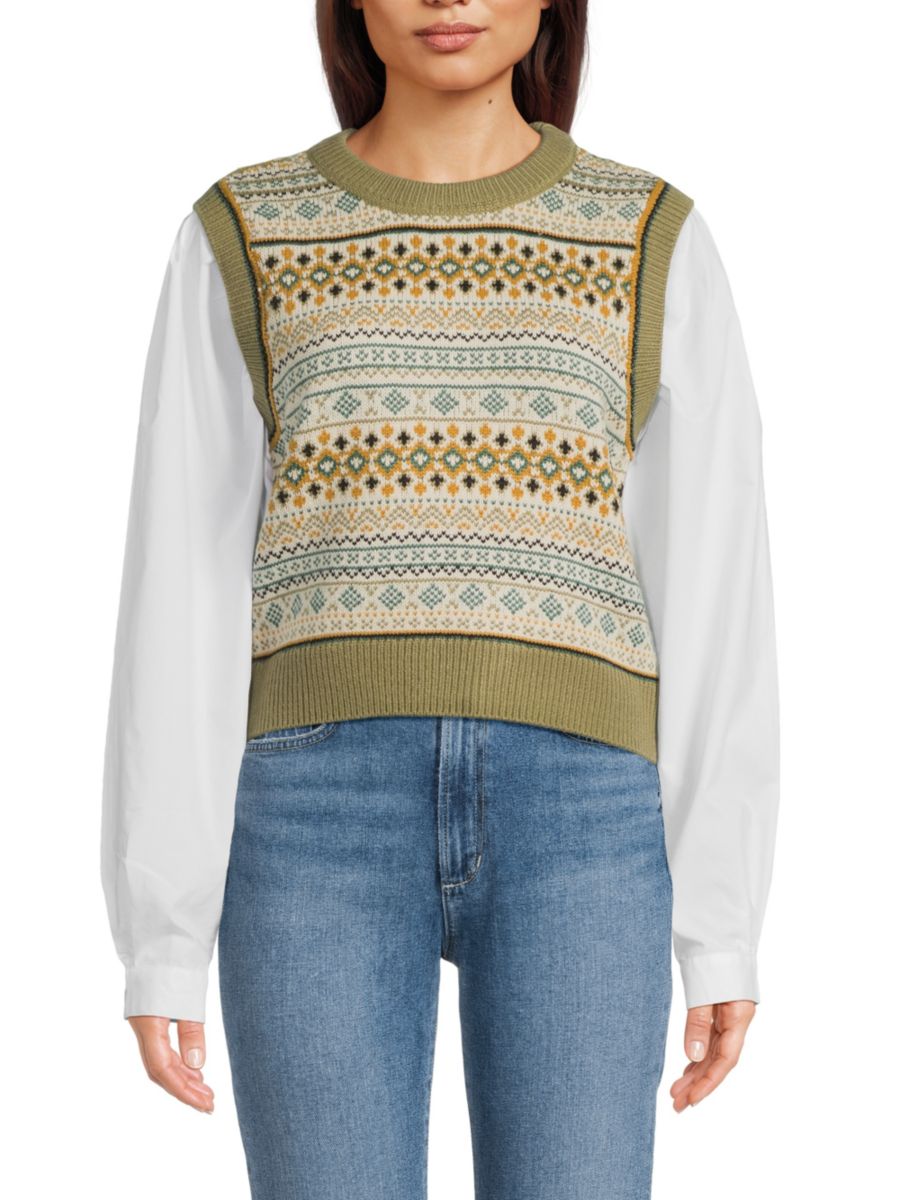 Вязаный свитер с лифом в стиле Фэйрисл из смешанной техники DKNY, цвет Light Fatigue
Вязаный свитер с лифом в стиле Фэйрисл из смешанной техники DKNY, цвет Light Fatigue