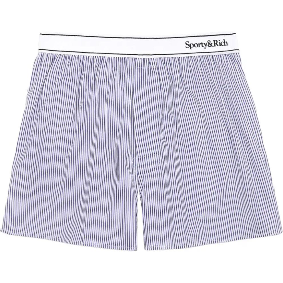 Полосатые шорты средней посадки SPORTY & RICH, синие
Полосатые шорты средней посадки SPORTY & RICH, синие