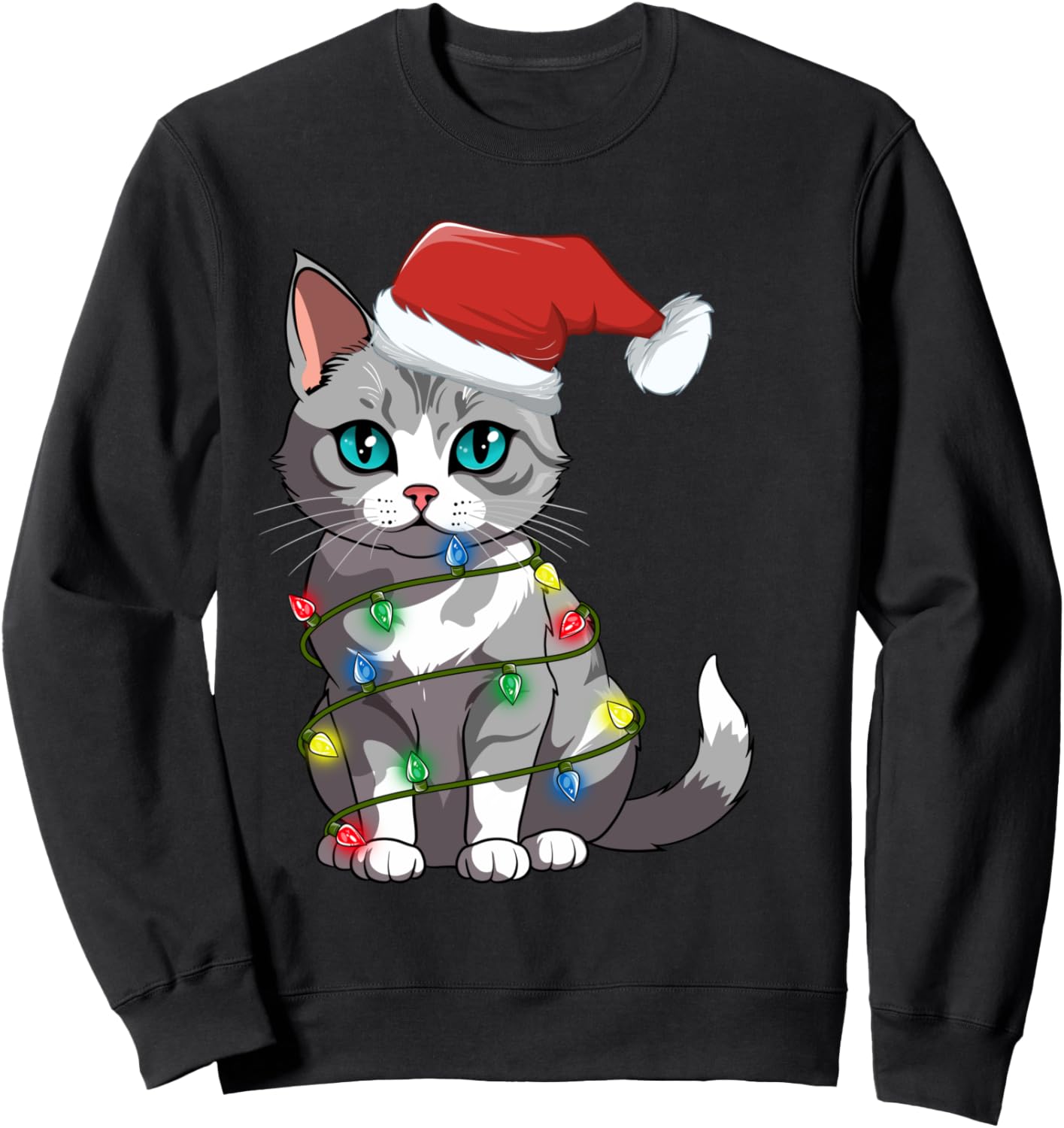 Рождественская толстовка с изображением кота и гирлянд для мам, пап и девочек Funny Cat Christmas Lights, черный
Рождественская толстовка с изображением кота и гирлянд для мам, пап и девочек Funny Cat Christmas Lights, черный